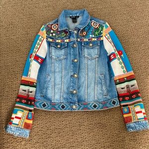 Desigual Fiorella Embroidered Denim Jacket 42